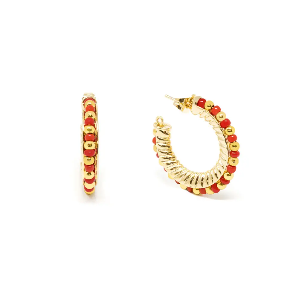 Pendientes Shabama - Ethiopia Red 2Cm Earrings #Shiny Gold 1 U by Shabama