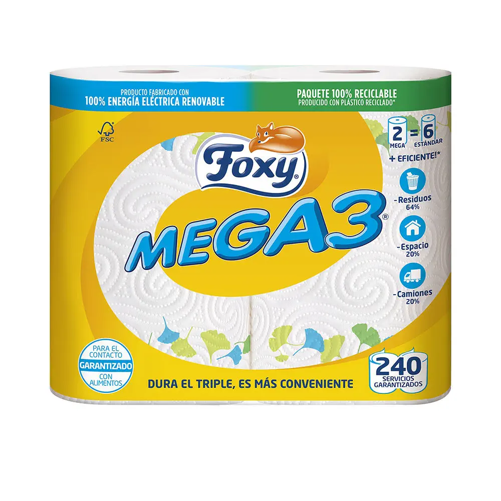 Mega3 Triple Duration Kitchen Paper 2 Rolls by Foxy Mega3 - Mega3 Triple Duration Kitchen Paper 2 Rolls by Foxy