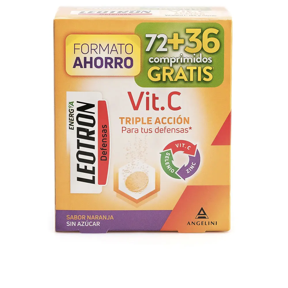 Vitamina C Leotron - Vitamin C Triple Action Effervescent Tablets 72 + 36 As A Gift #Orange by Leotron