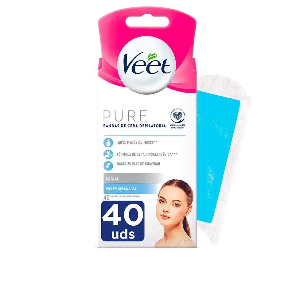 Bandas De Cera Pure - Pure Wax Bands Sensitive Skin Facial by Veet