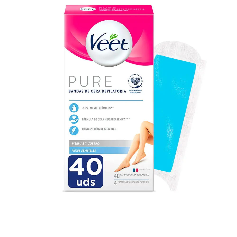 Bandas De Cera Pure - Pure Wax Bands Sensitive Skin Body by Veet