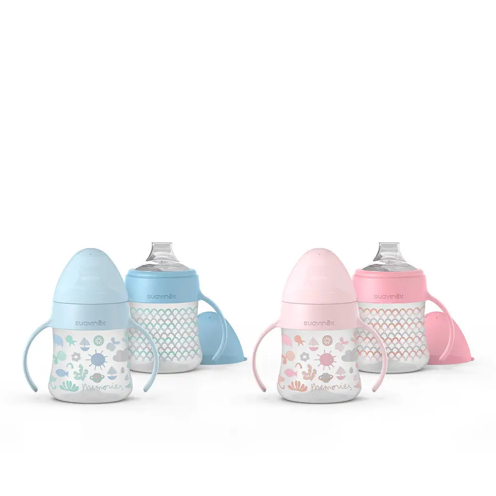 Línea Clásica - Silicone Training Bottle Anti-Spill Handles + 4M First by Suavinex