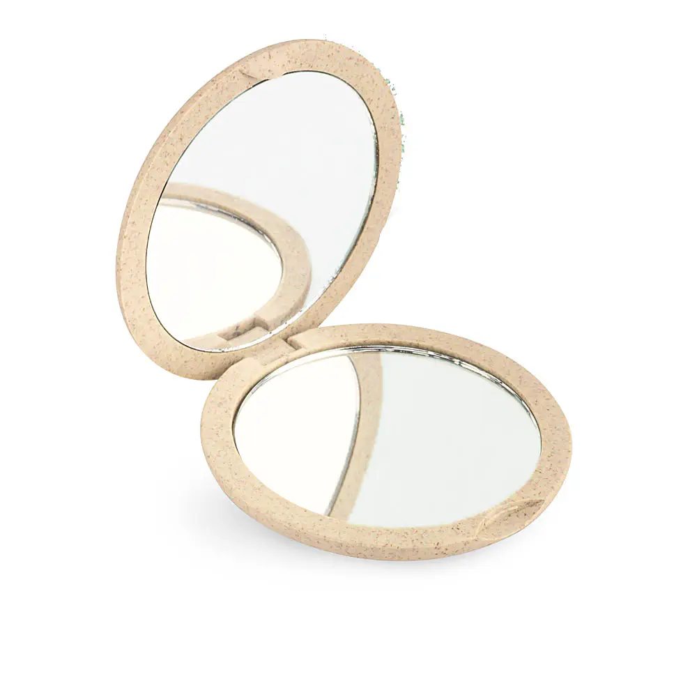 Espejo Bolso Doble - Mirror Natural Fiber Double Foldable Bag X4 #Beige by Beter