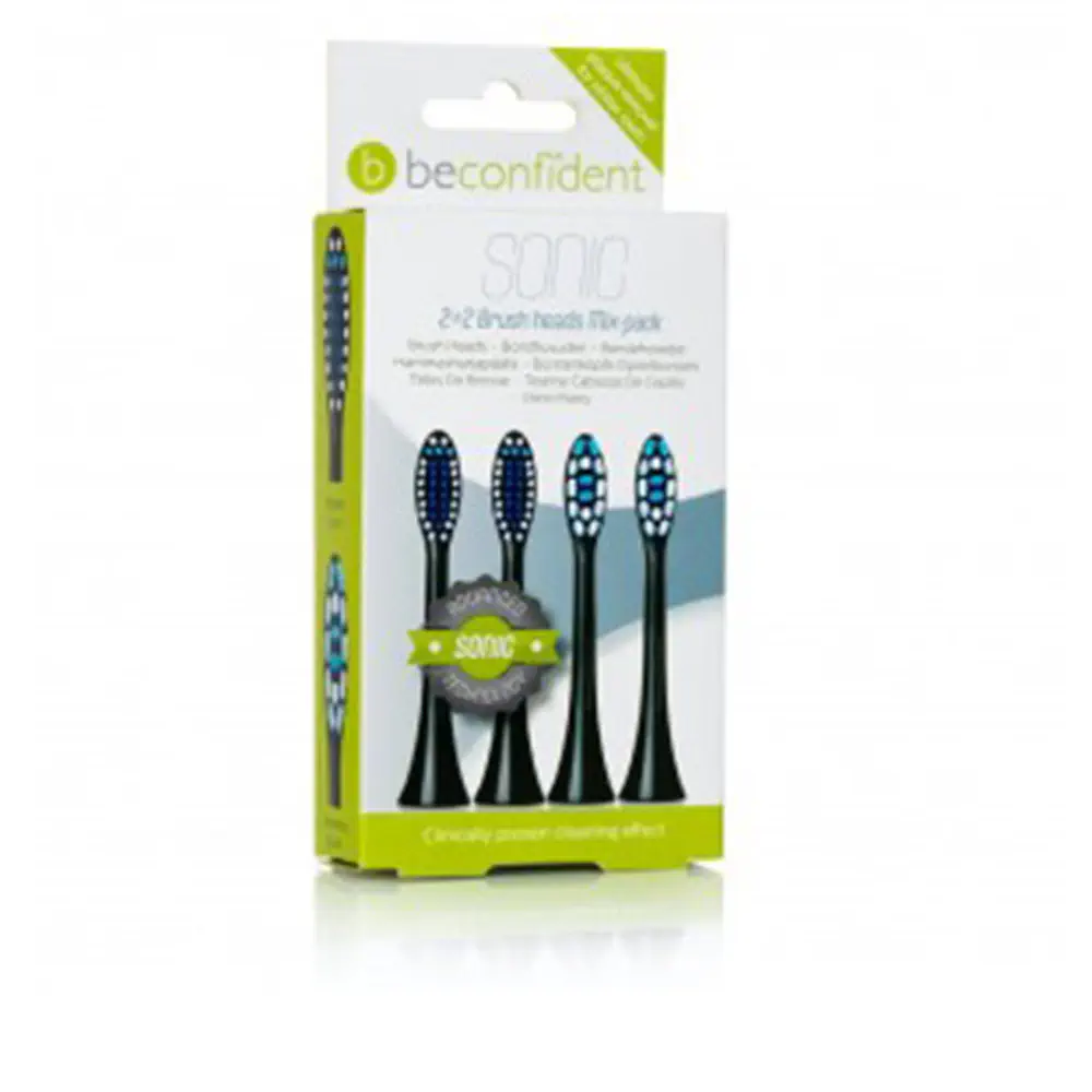 Toothbrush Heads - Sonic Toothbrush Heads Regular/Whitening Black Set by Beconfident