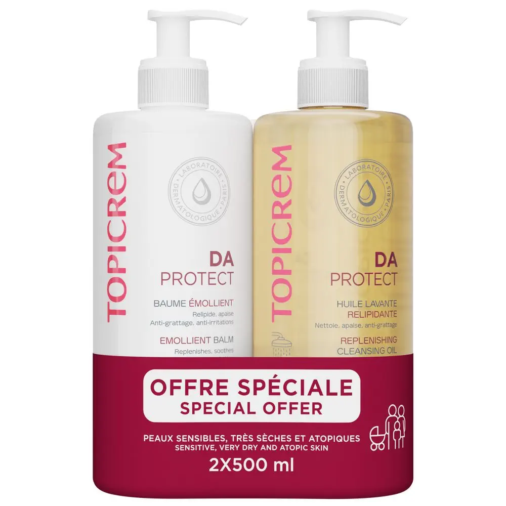 Da Topicrem - Da Protect Emollient Balm 500 Ml + Cleansing Gel 500 Ml Pack 2 Pcs by Topicrem