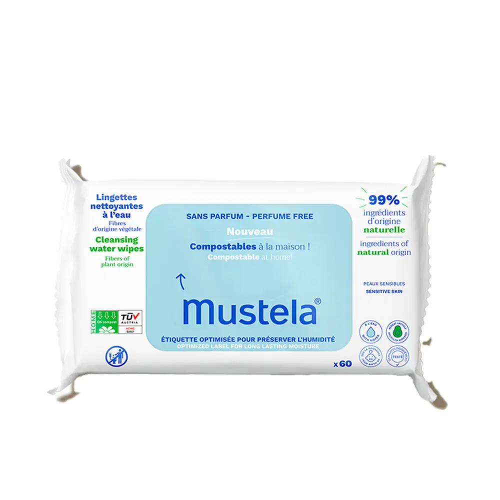 Bebé-Niño - Baby-Child Unscented Water-Based Wipes Compostable At Home Nits by Mustela