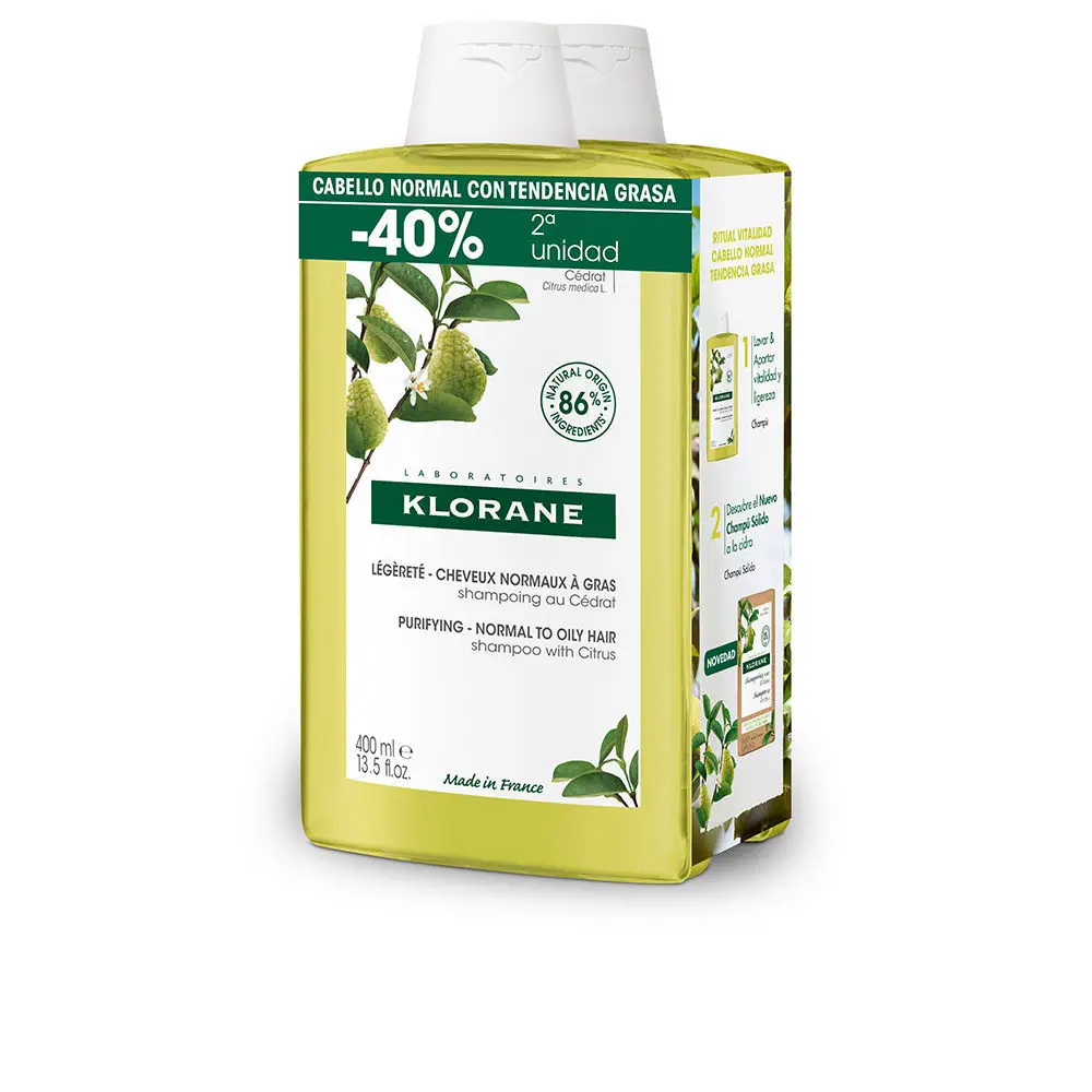 Klorane Cédrat - A La Cidra Champú Ligero Para Cabello Normal/Graso Duo 2 X by Klorane