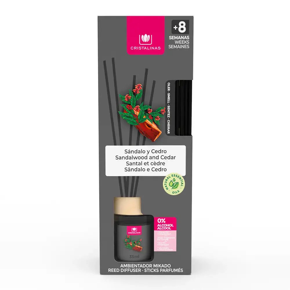 Mikado Air Freshener 0% #Sandalwood-Cedar by Cristalinas Mikado Cristalinas - Mikado Air Freshener 0% #Sandalwood-Cedar by Cristalinas