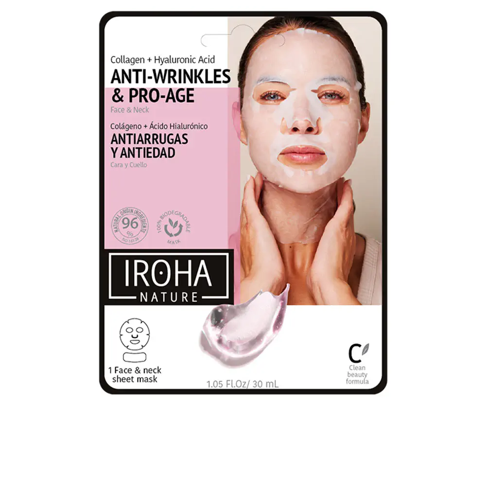 100% Cotton Face & Neck Mask - 100% Cotton Face & Neck Mask Collagen-Antiage by Iroha