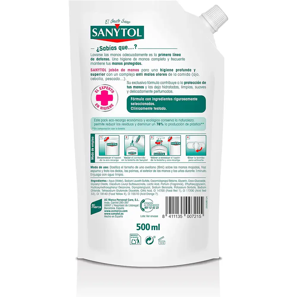 Sanytol Recambio - Replacement Eco Antibacterial Kitchen Soap by Sanytol