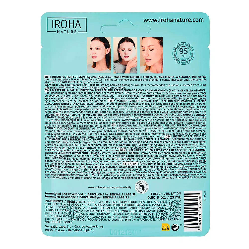 Tissue Mask - Perfect Skin Peeling Glicolic Acid & Centella Asiatica by Iroha